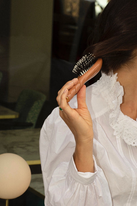 brosse à cheveux en poils de sanglier pour cheveux gras