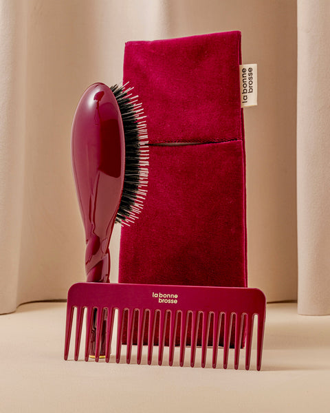 Trio: La Bonne Brosse, il suo Pettine e la sua Pochette Rosso Ciliegia - Image 1