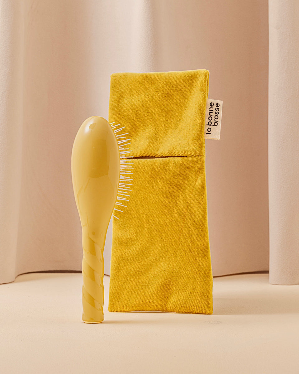 Duo: Small Brush and Saffron Yellow Pouch