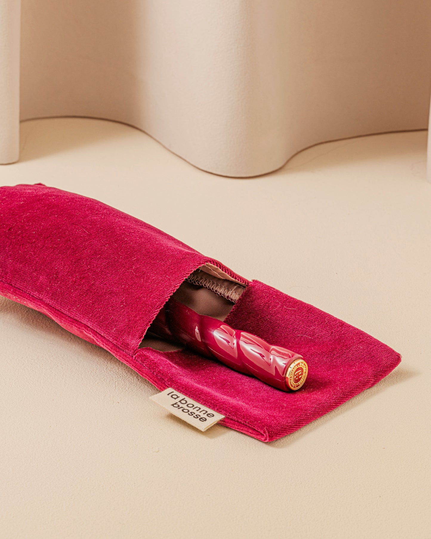 ‘Large Hair Brush’ Pouch Cherry Red