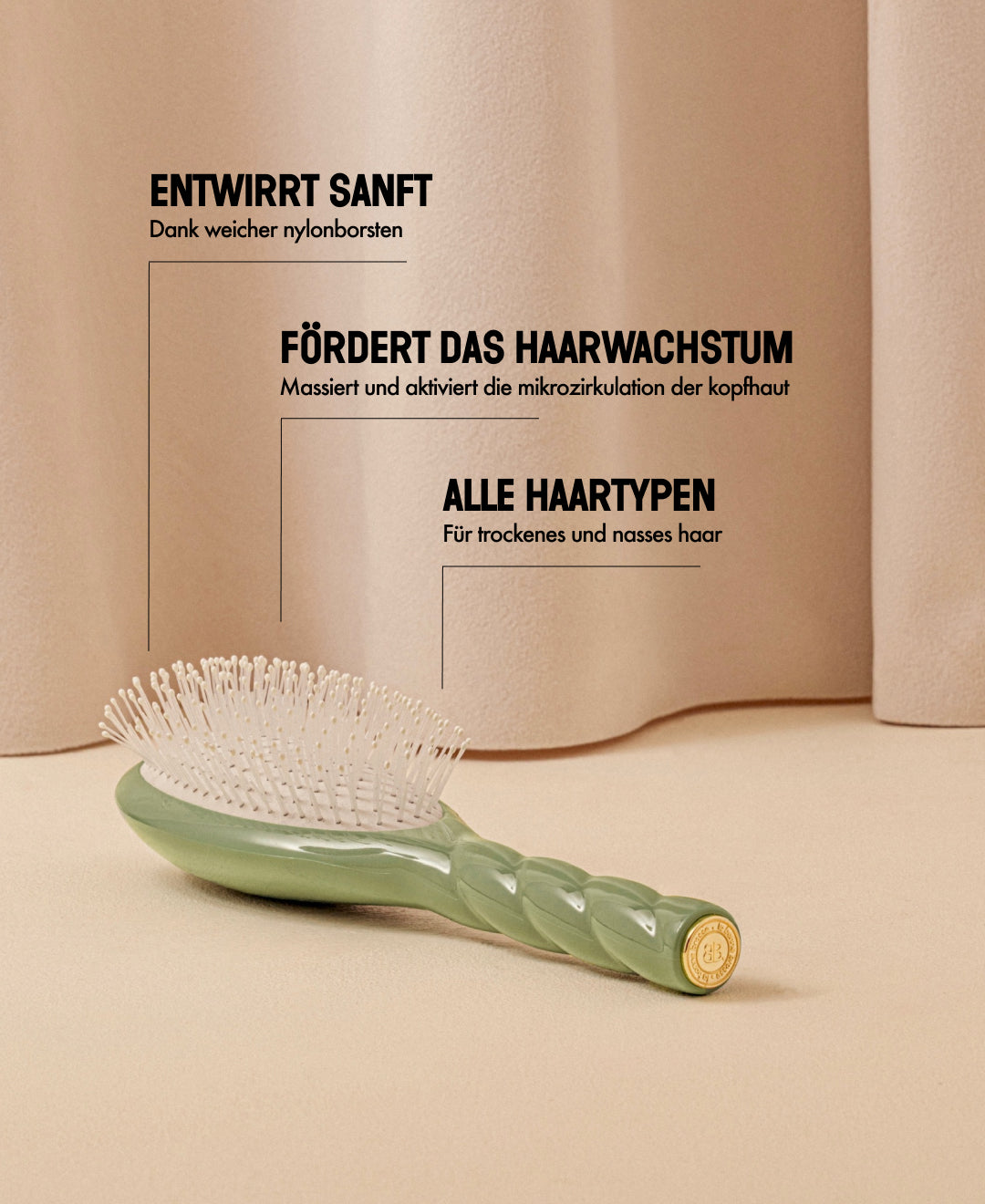 N.04 Die Wunderbare: Entwirrend & Vegan Bürste Mandelgrün