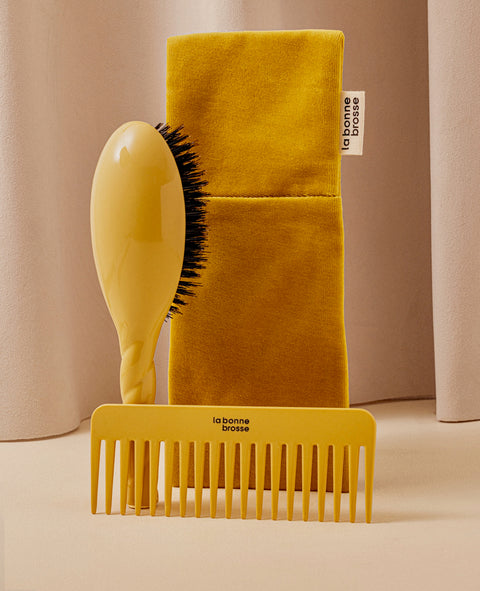 Trio: La Bonne Brosse, il suo Pettine e la sua Pochette Giallo Zafferano - Image 1