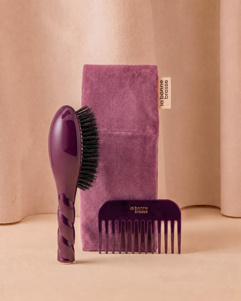 Trío: El Cepillo Pequeño, su peine y su Funda Edición Limitada Berenjena - Image 1