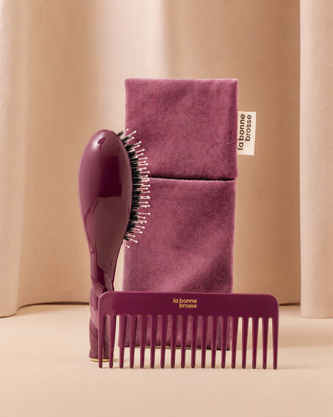 Trio: The Small Brush, its comb and its Limited Edition Aubergine Pouch - Image 1