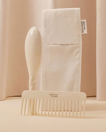 ‘Large Hair Brush’ Pouch Creamy White