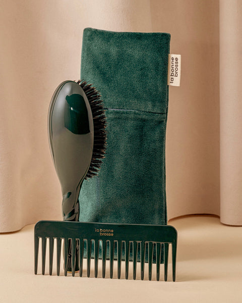 Trio : La Bonne Brosse, son Peigne et sa Pochette Vert Emeraude - Image 1