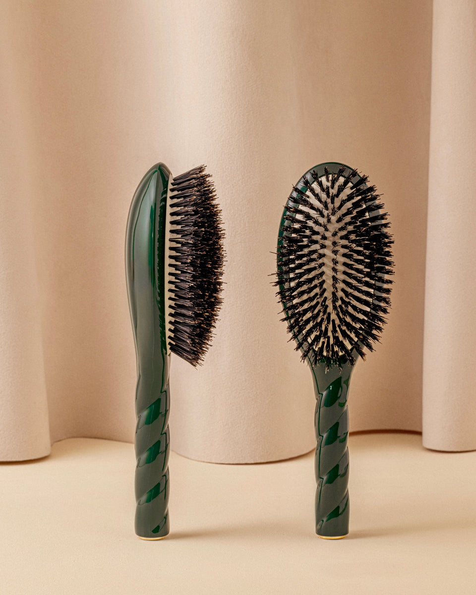 Trio : La Bonne Brosse, son Peigne et sa Pochette Vert Emeraude