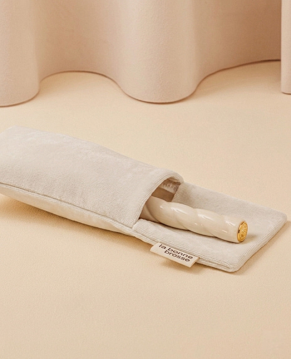 ‘Large Hair Brush’ Pouch Creamy White