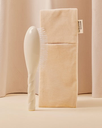‘Small Hair Brush’ Pouch White Cream  - Image 1