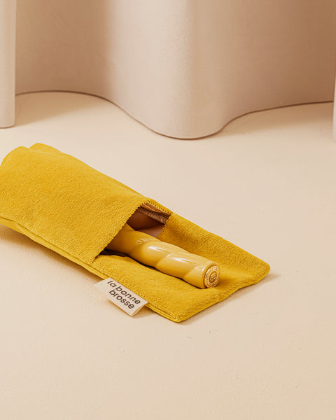Small Hair Brush Pouch Saffron Yellow  - Image 3