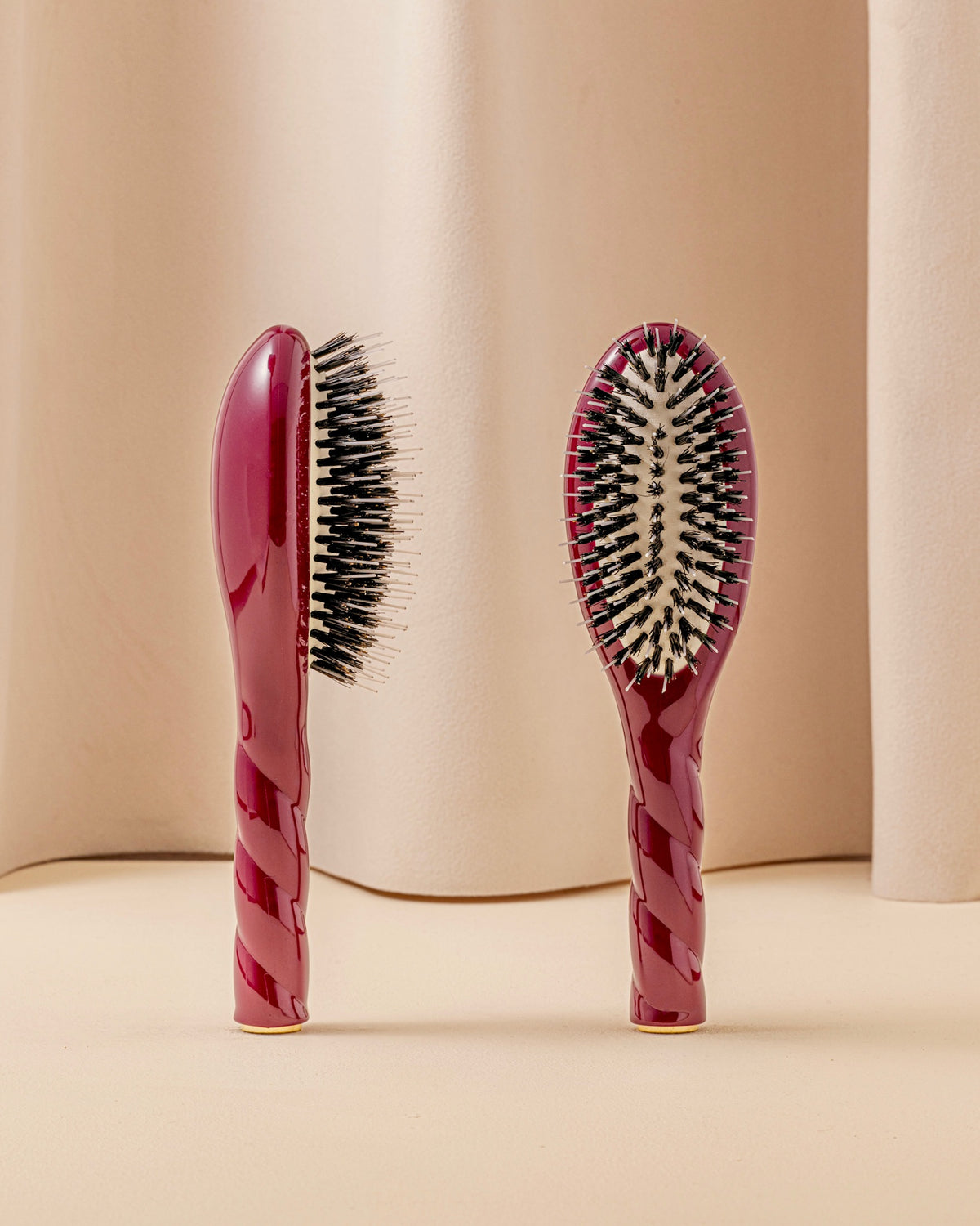 Duo: The Small Hairbrush and Its Cherry Red Pouch