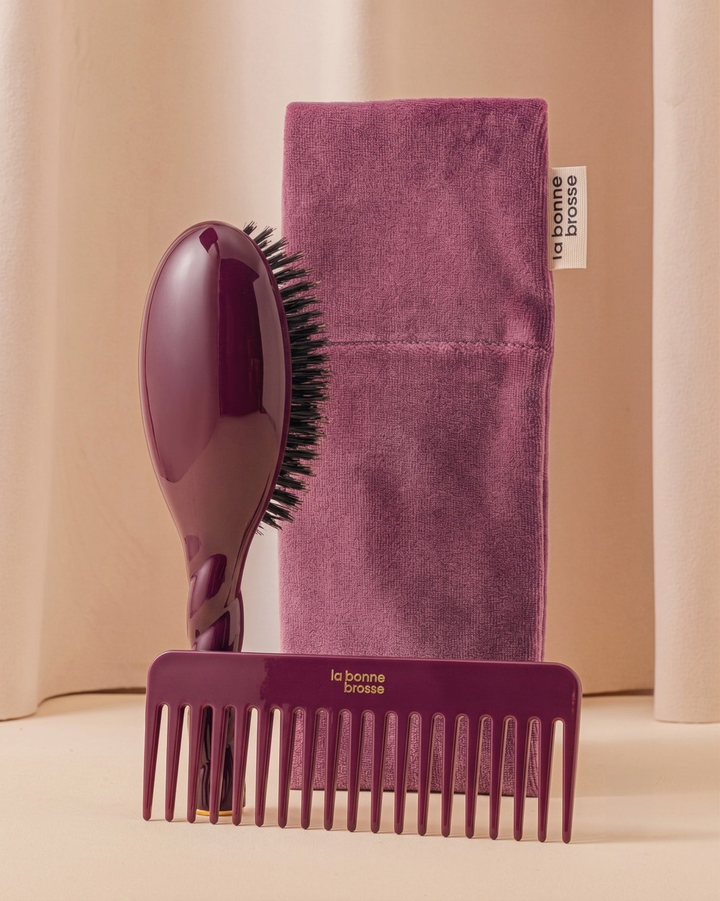 Trio : La Bonne Brosse, son peigne et sa Pochette Édition Limitée Aubergine