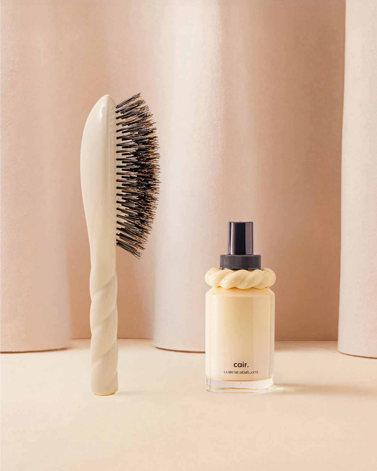 Detangling duo: La Bonne Brosse in Cream White and Cair detangling hair mist