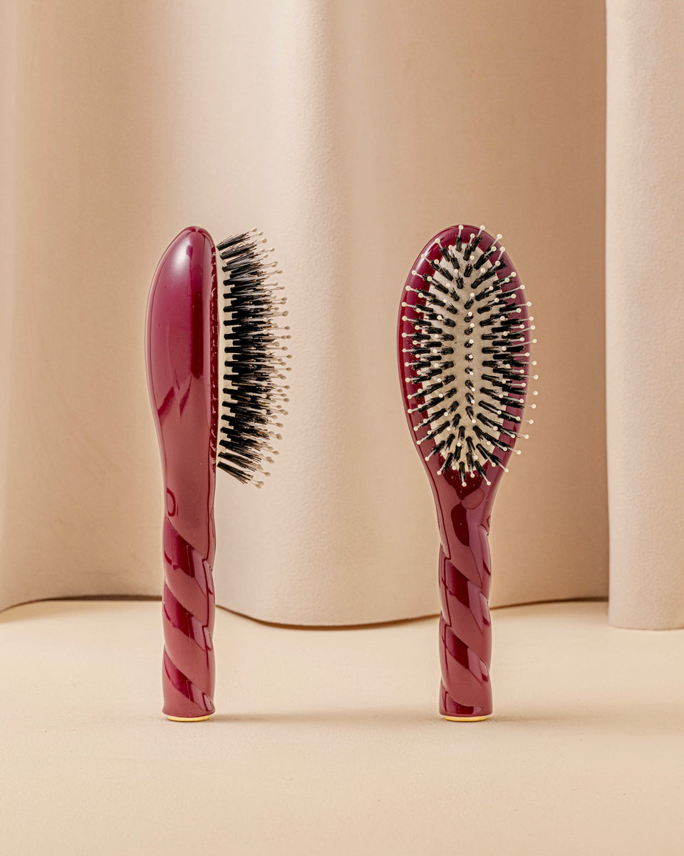 Duo: The Small Hairbrush and Its Cherry Red Pouch