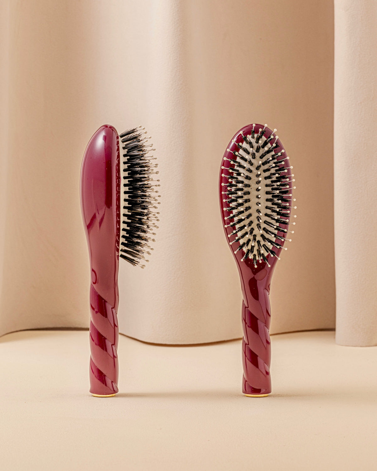 Trio: The Small Hairbrush, its Comb and Cherry Red Pouch