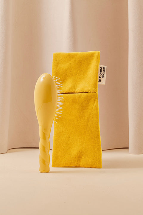 Small Hair Brush Pouch Saffron Yellow  - Image 1