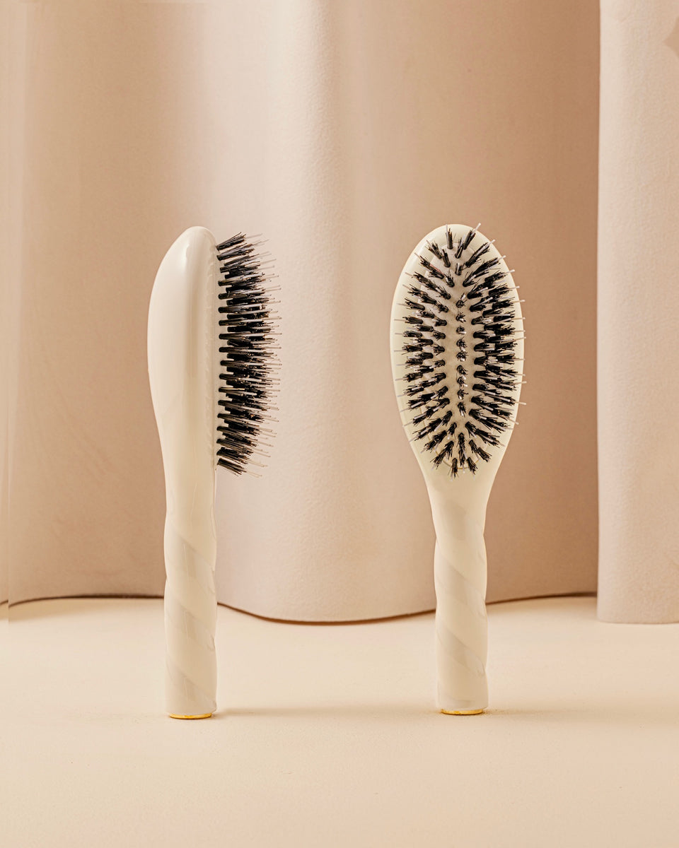 Repair Duo: The Small Hairbrush in Cream White and cair repair hair mask