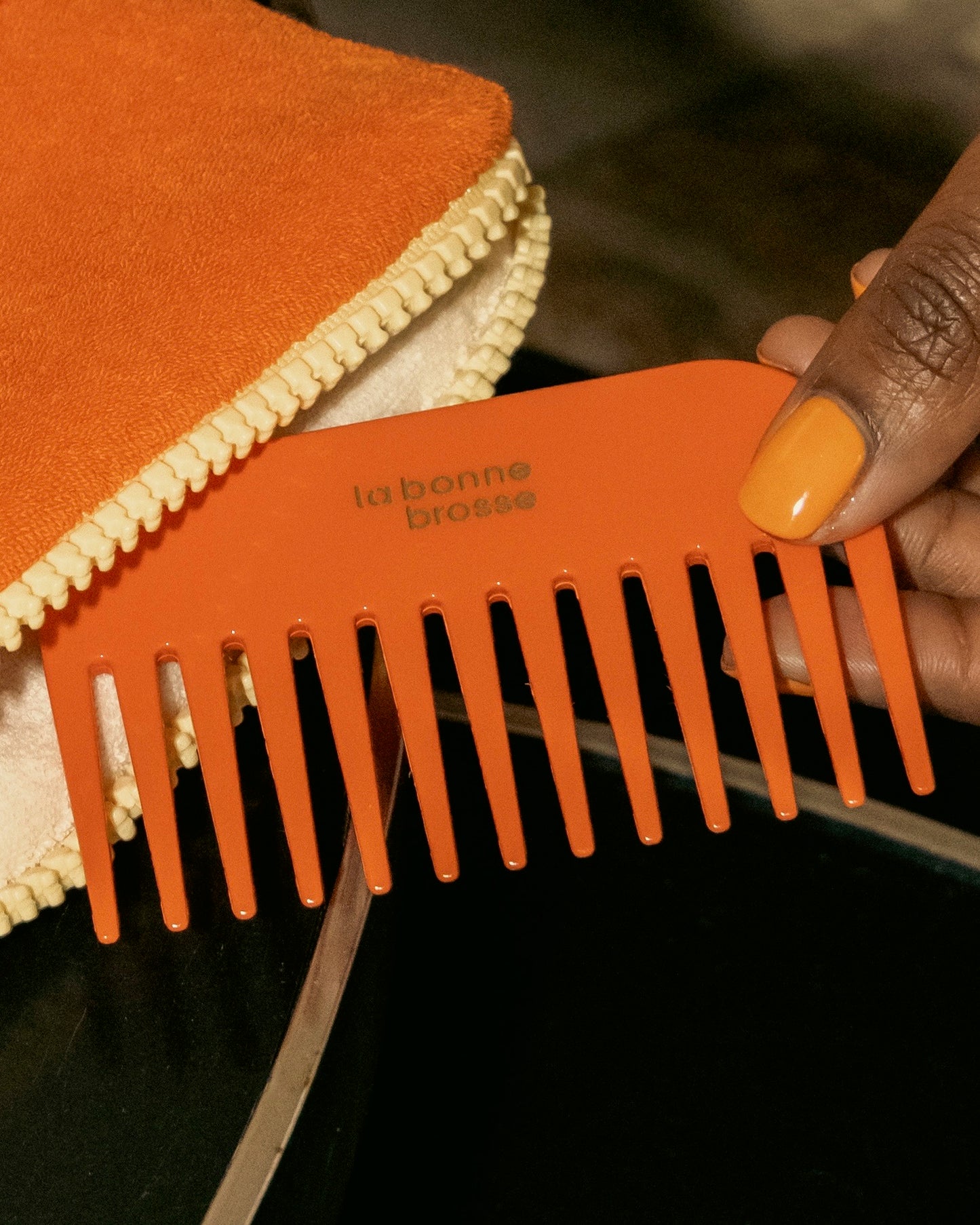 Limited Edition The Small Wide Detangling Comb in Orange Seventies Acetate