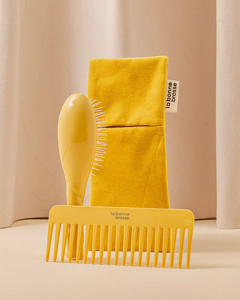 Small Hair Brush Pouch Saffron Yellow  - Image 2