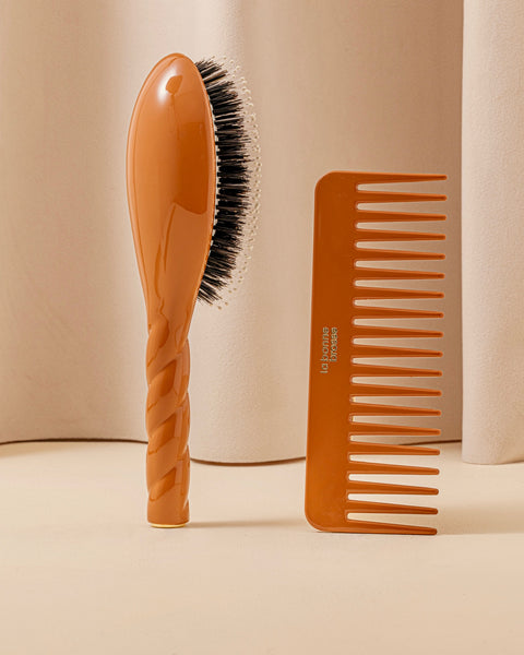 The Large Detangling Comb in Acetate Terracotta  - Image 1