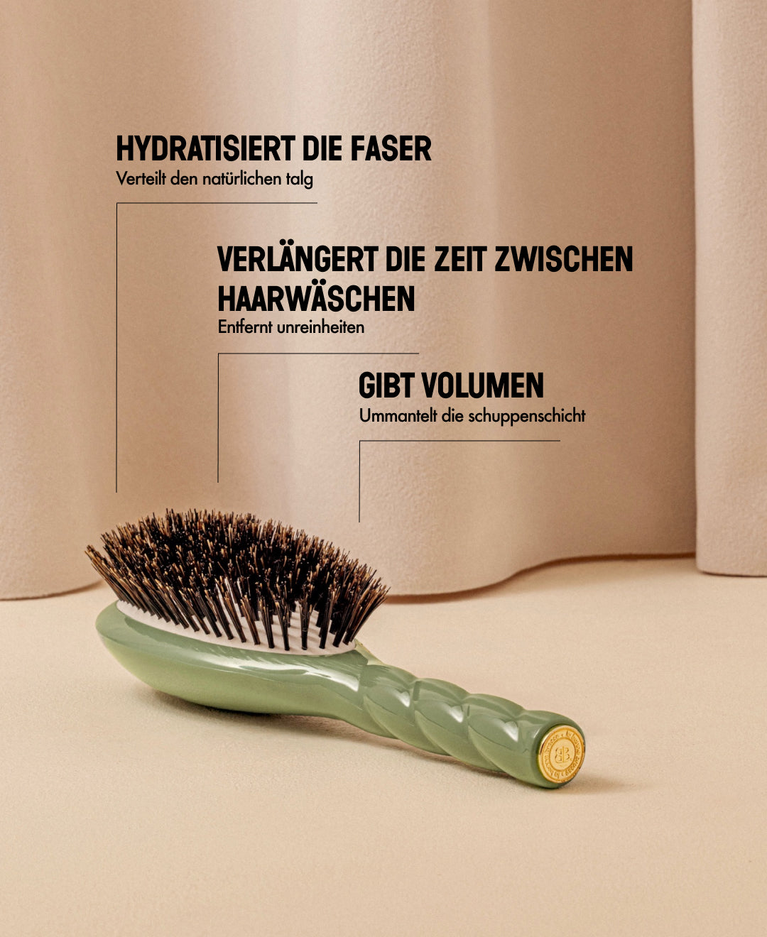 N.01 The Shine & Care HairBrush The Universal Almond Green