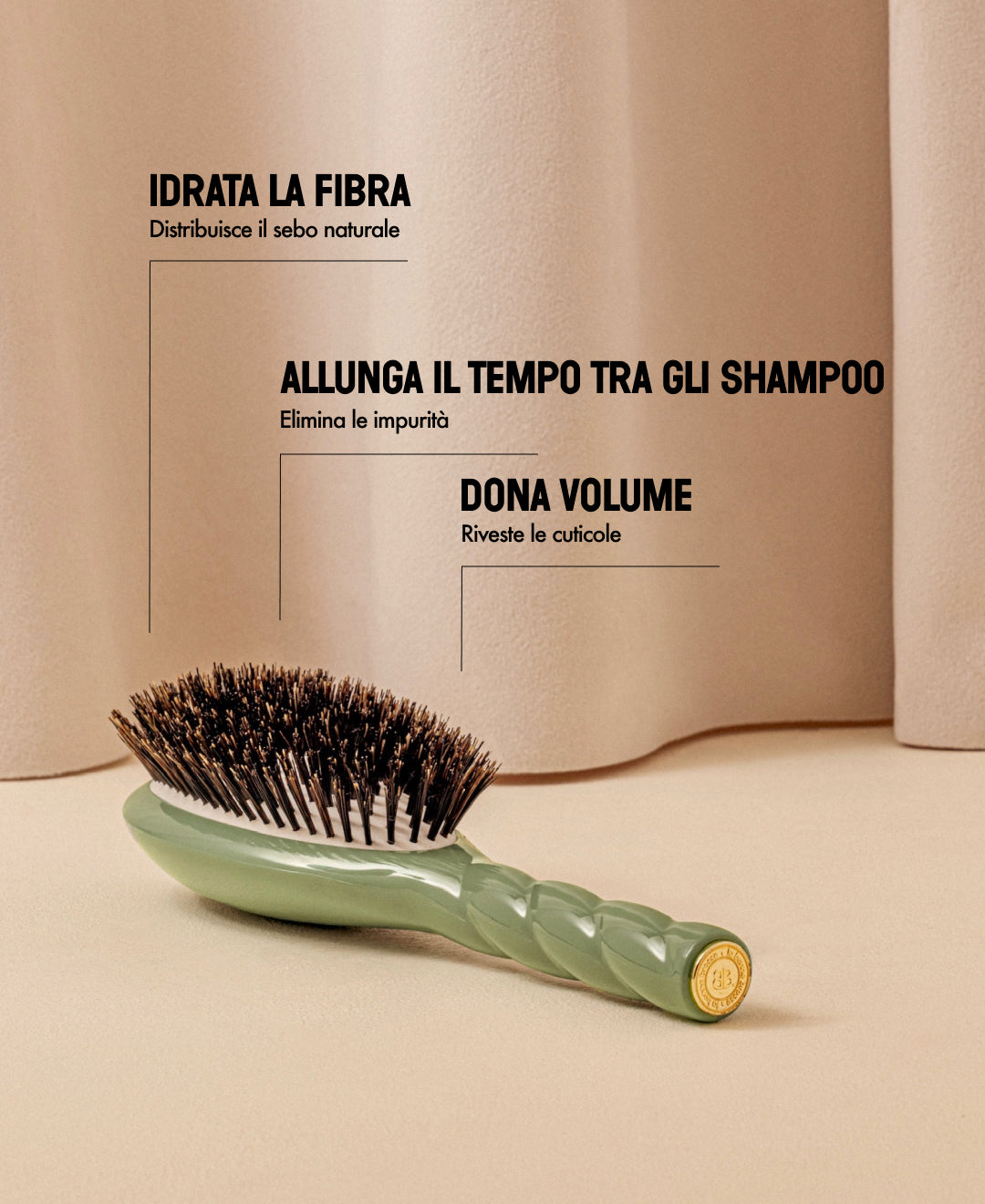 N.01 The Shine & Care HairBrush The Universal Almond Green