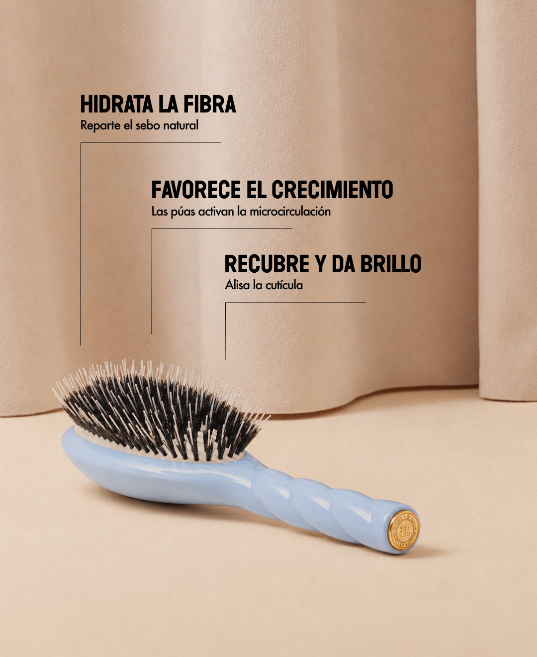 N.02 Lo Indispensable De Cuidado y Desenredado Cepillo azul cielo