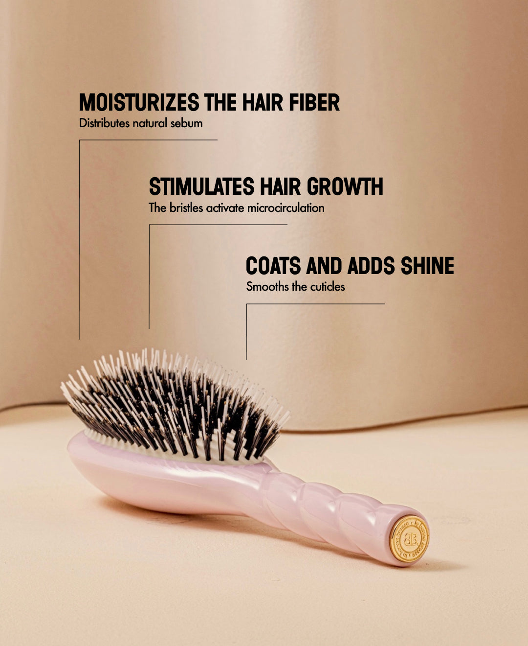 Pink Essential Boar & Nylon Bristle HairBrush | La Bonne Brosse