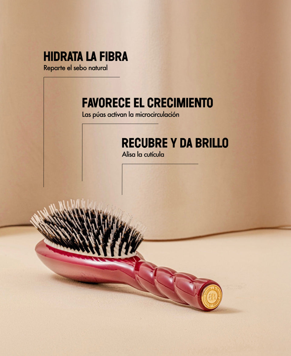 N.02 Lo Indispensable De Cuidado y Desenredado Cepillo Rojo Cereza