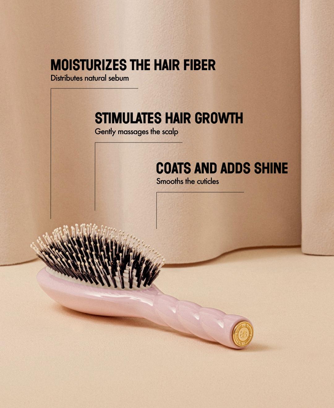 Pink Soft Boar Bristle and Nylon Bristle HairBrush | La Bonne Brosse