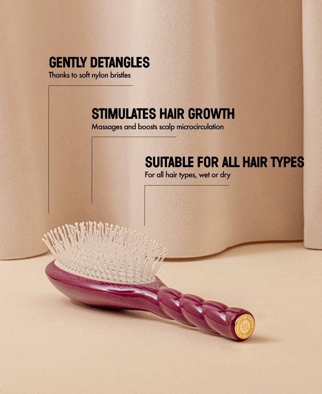 Cherry Red Massaging & Vegan HairBrush | La Bonne Brosse