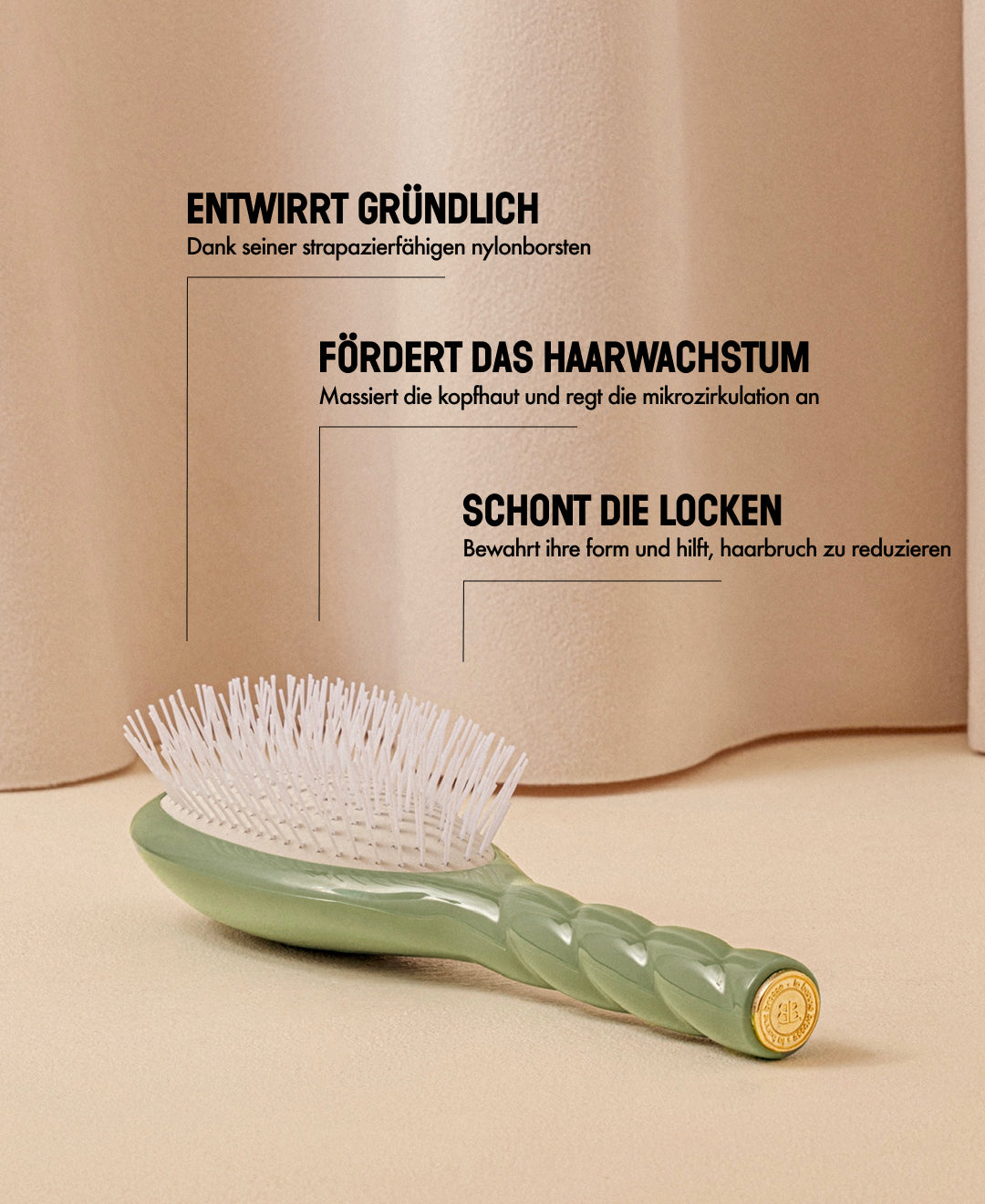 N.07 Die intensive mandelgrüne Entwirrungs- und Stimulationsbürste