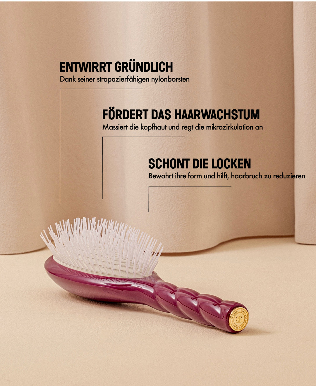 N.07 Die Intense Entwirrend und Stimulierend Bürste Kirschrot