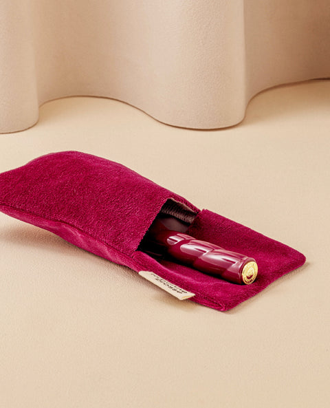 'N.05 Hair Brush’ Round Pouch Cherry Red - Image 3