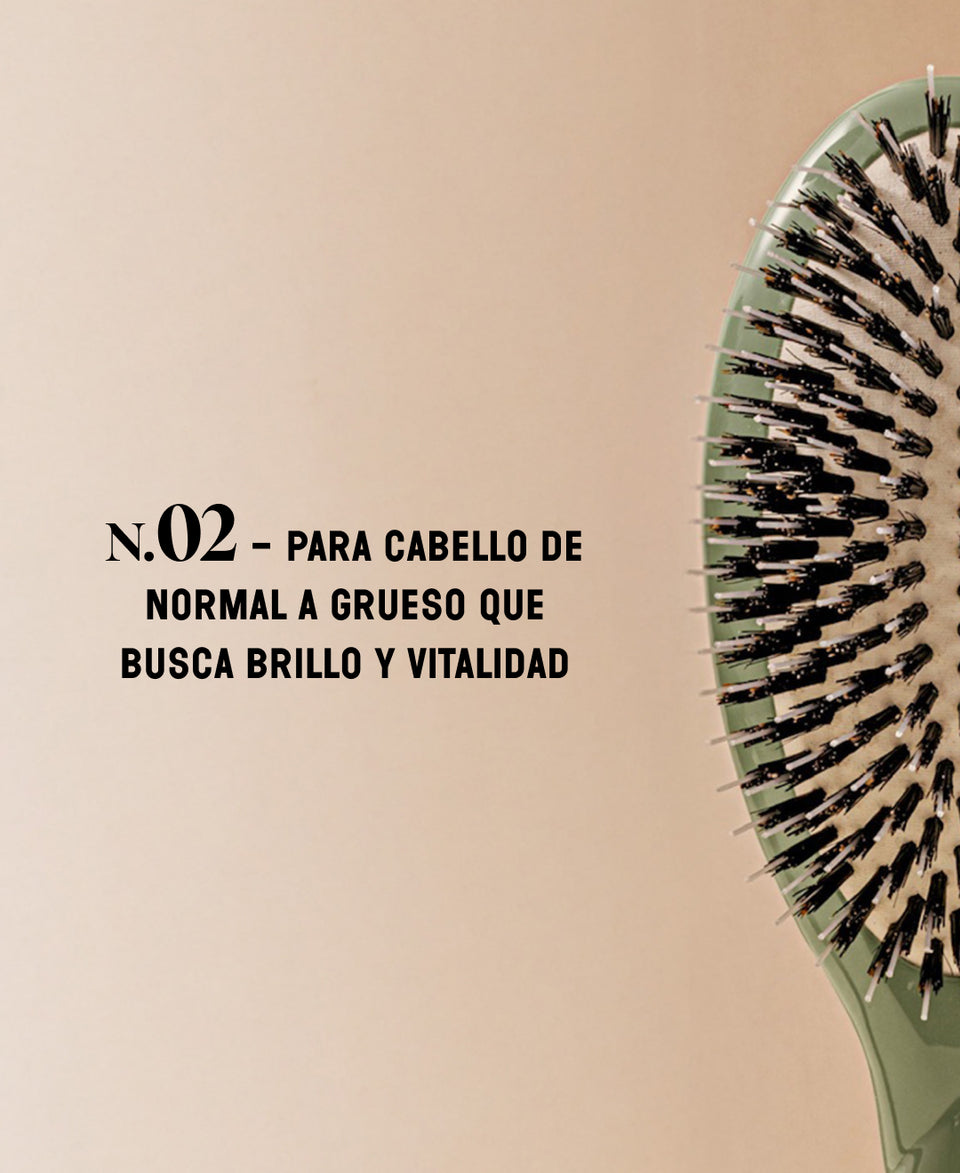 N.02 Lo Indispensable De Cuidado y Desenredado Cepillo Verde Almendra