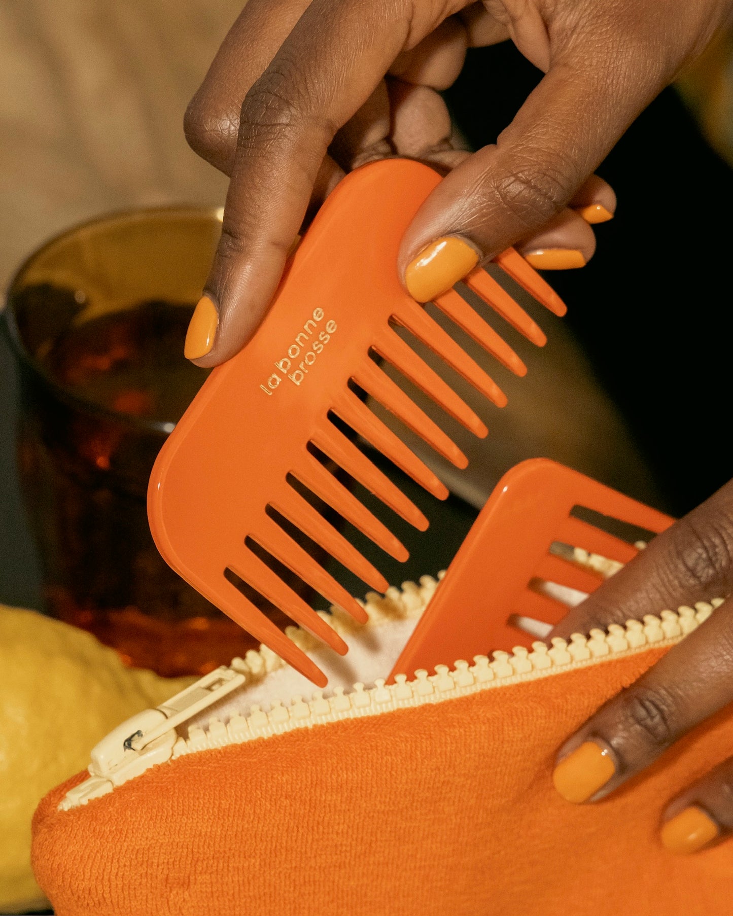 Limited Edition The Small Wide Detangling Comb in Orange Seventies Acetate
