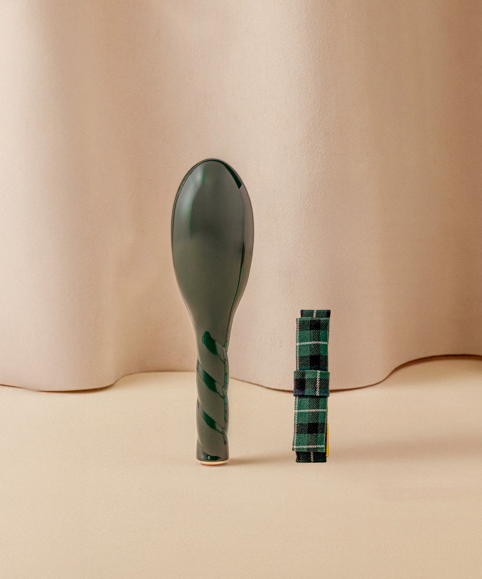 Duo: Small Emerald Green Brush and Tartan Barrette