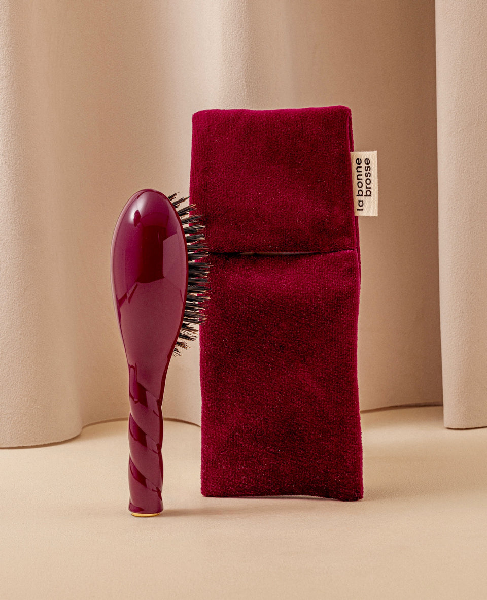Duo: The Small Hairbrush and Its Cherry Red Pouch