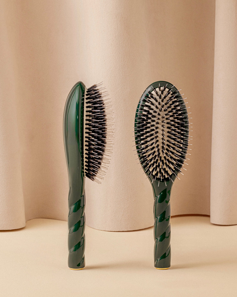 Trio : La Bonne Brosse, son Peigne et sa Pochette Vert Emeraude