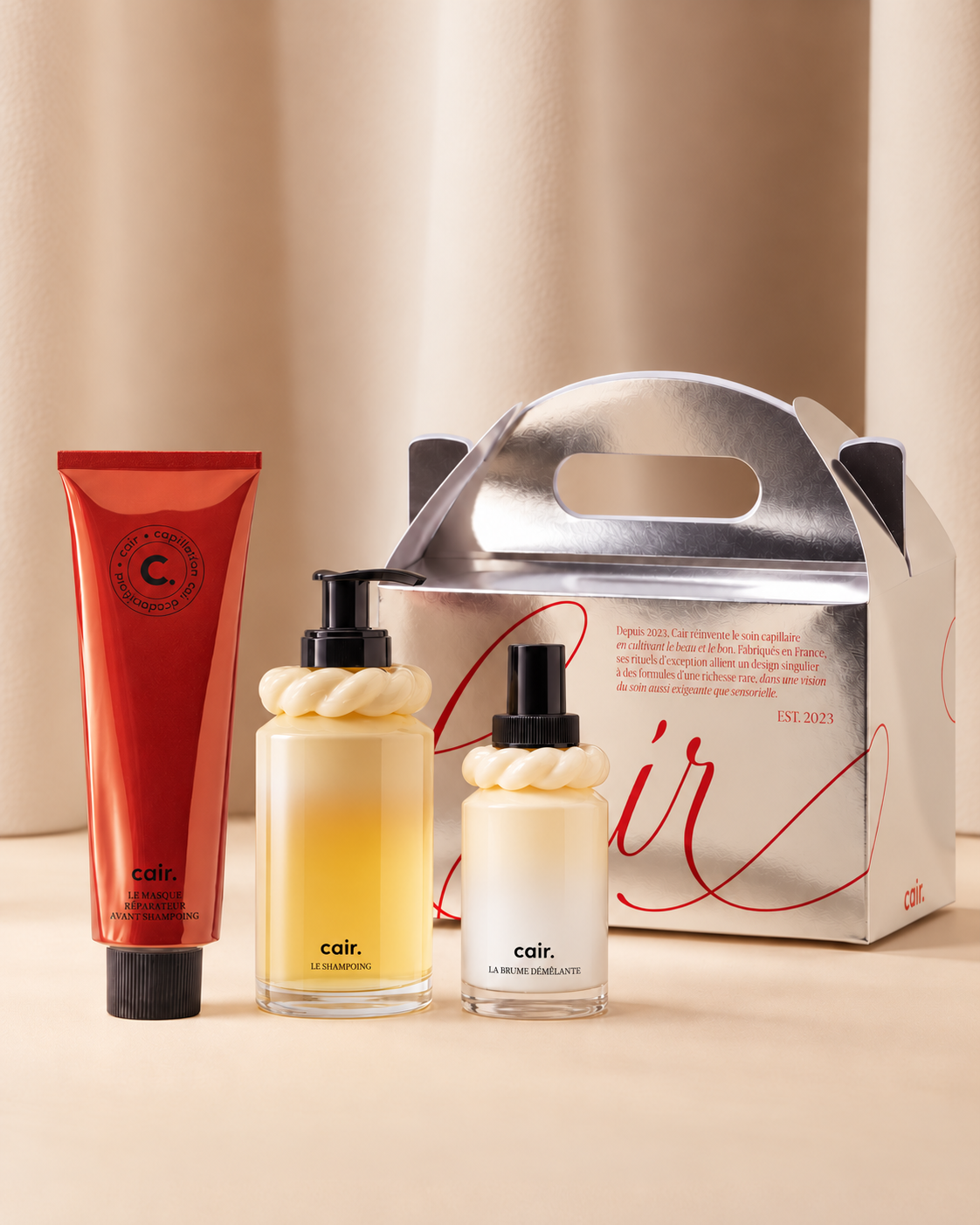 Die Reparatur- & Glanzroutine mit silberner Geschenkbox
