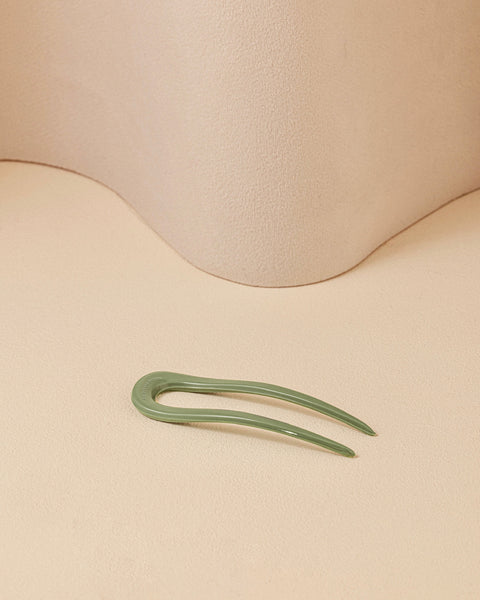 Duo : Le Petit Peigne Large et son Pic à Chignon Vert Amande - Image 2