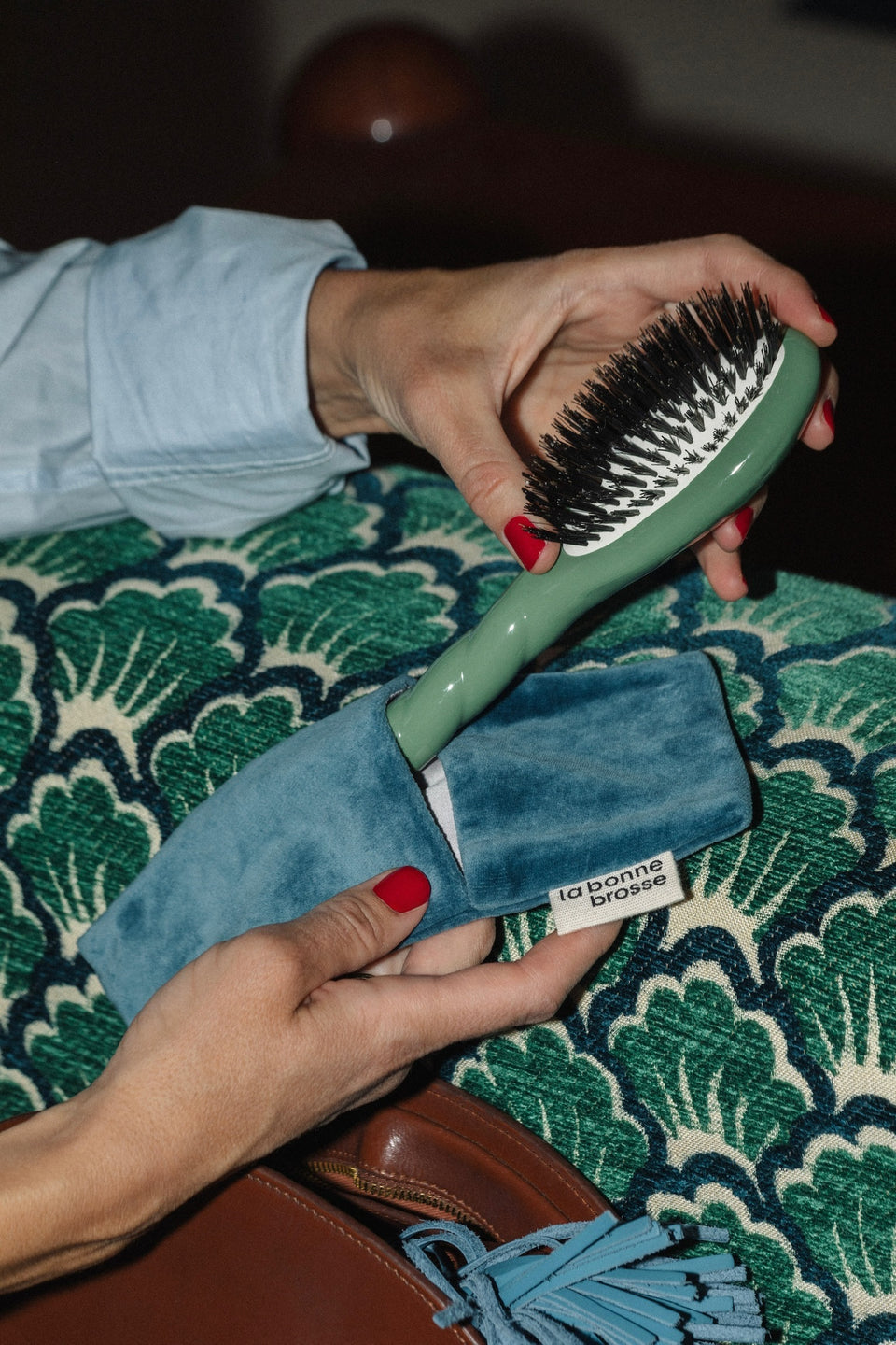 ‘Small Hair Brush’ Pouch Light Blue