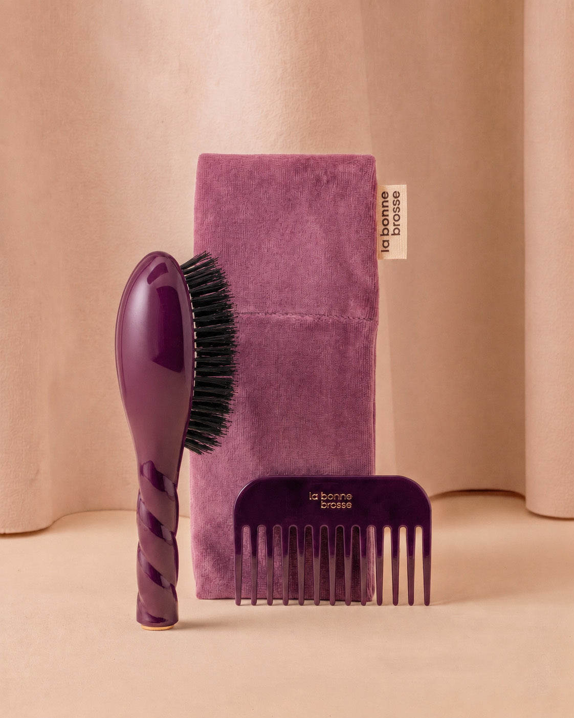 Trio : La Petite Brosse, son Peigne et sa Pochette Édition Limitée Aubergine