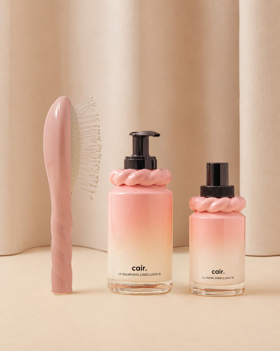 Trio : La Petite Brosse Rose Poudré, son Shampoing Embellisseur et sa Crème Embellisseuse