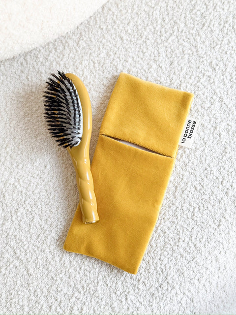Small Hair Brush Pouch Saffron Yellow  - Image 3