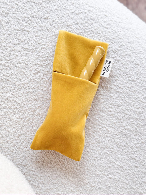 Small Hair Brush Pouch Saffron Yellow  - Image 2
