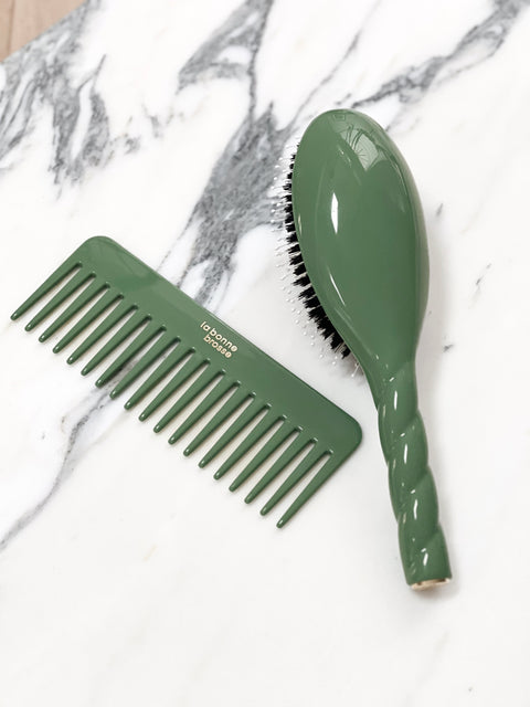 The Large Detangling Comb in Acetate Almond Green - Image 2