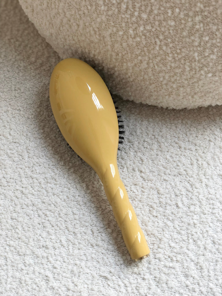 Dos brosse à cheveux poils de sanglier jaune